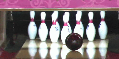 ten pin bowling strike animated