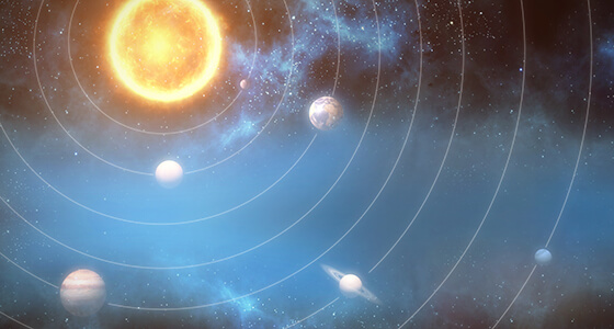 solar system orbiting planets