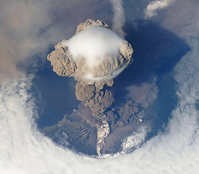 volcanic eruption from space
